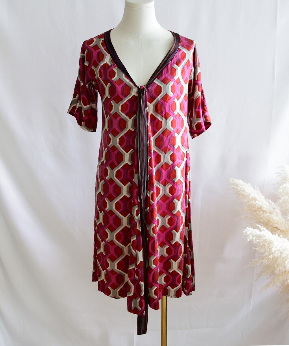 Silk Retro Abstract Twee Mini dress size S